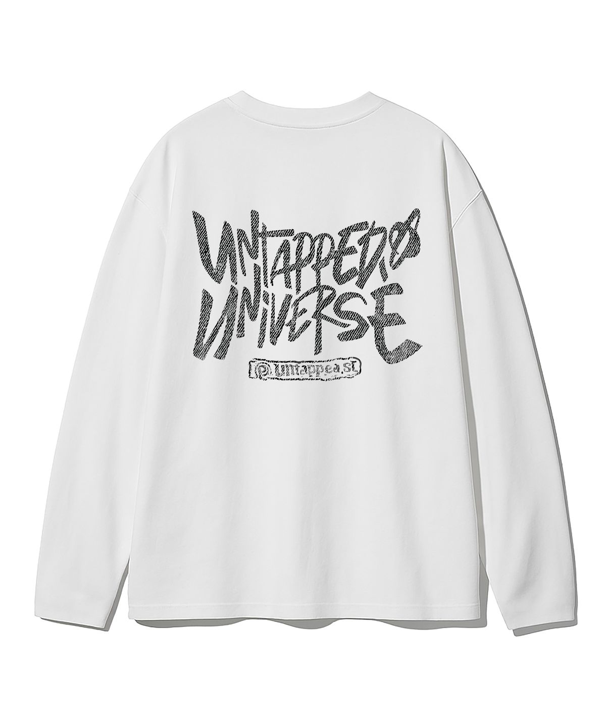 언탭트 스튜디오(UNTAPPED STUDIO) 유니버스 데님 텍스처 아트웍 오버핏 긴팔 티셔츠 8Color