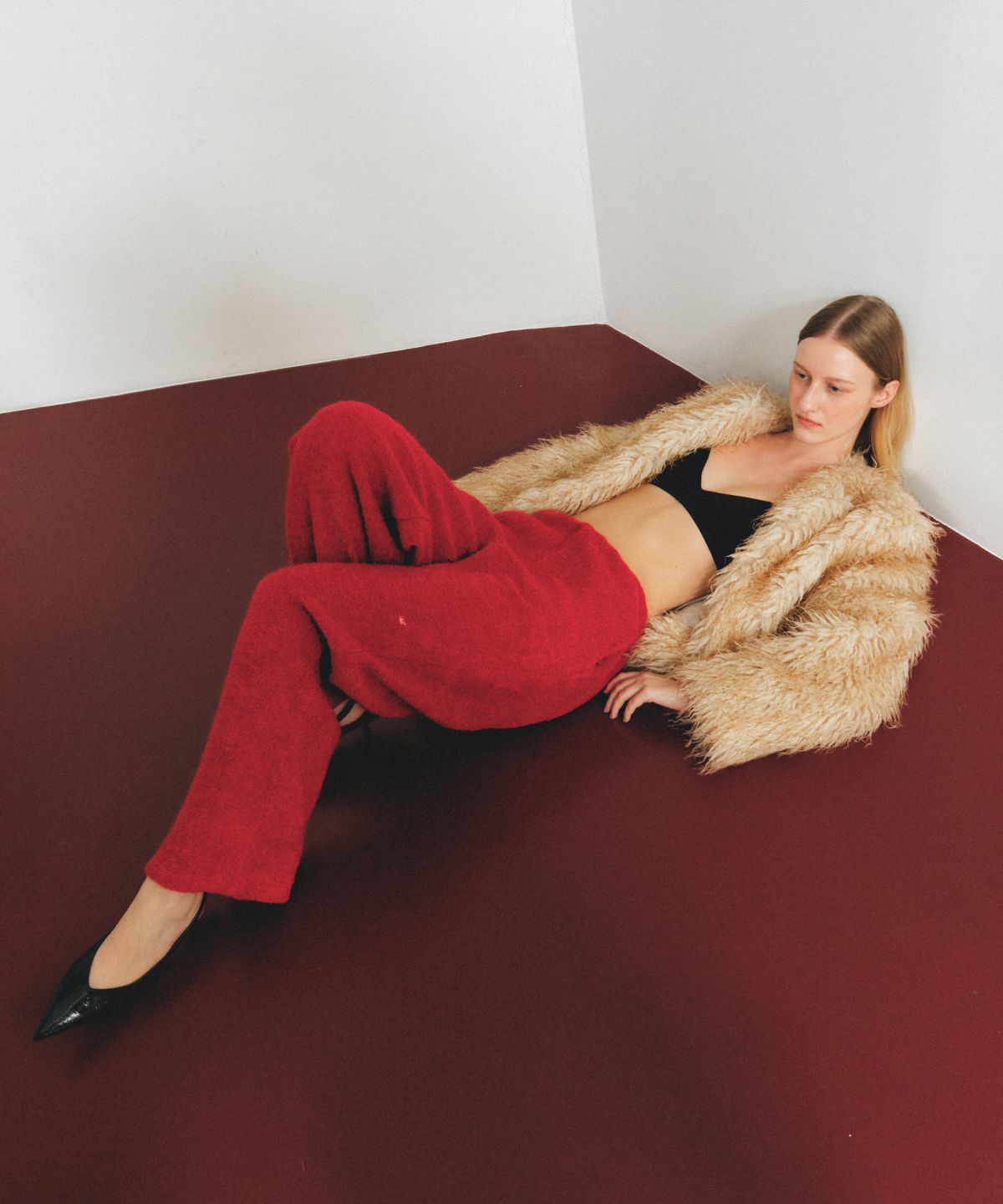 앤테(AENTE) WARM TERRY BANDING PANTS - RED