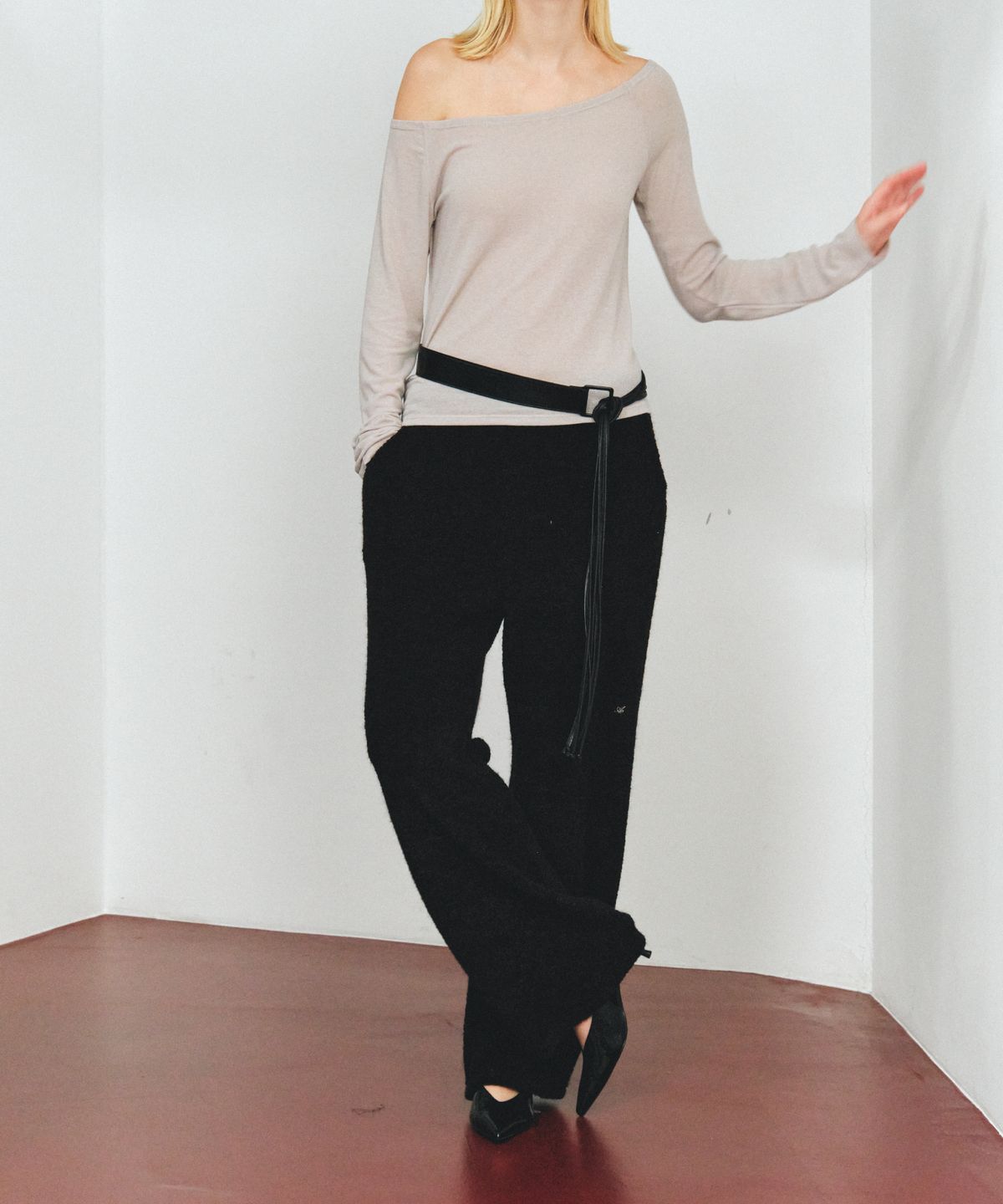 앤테(AENTE) WARM TERRY BANDING PANTS - BLACK