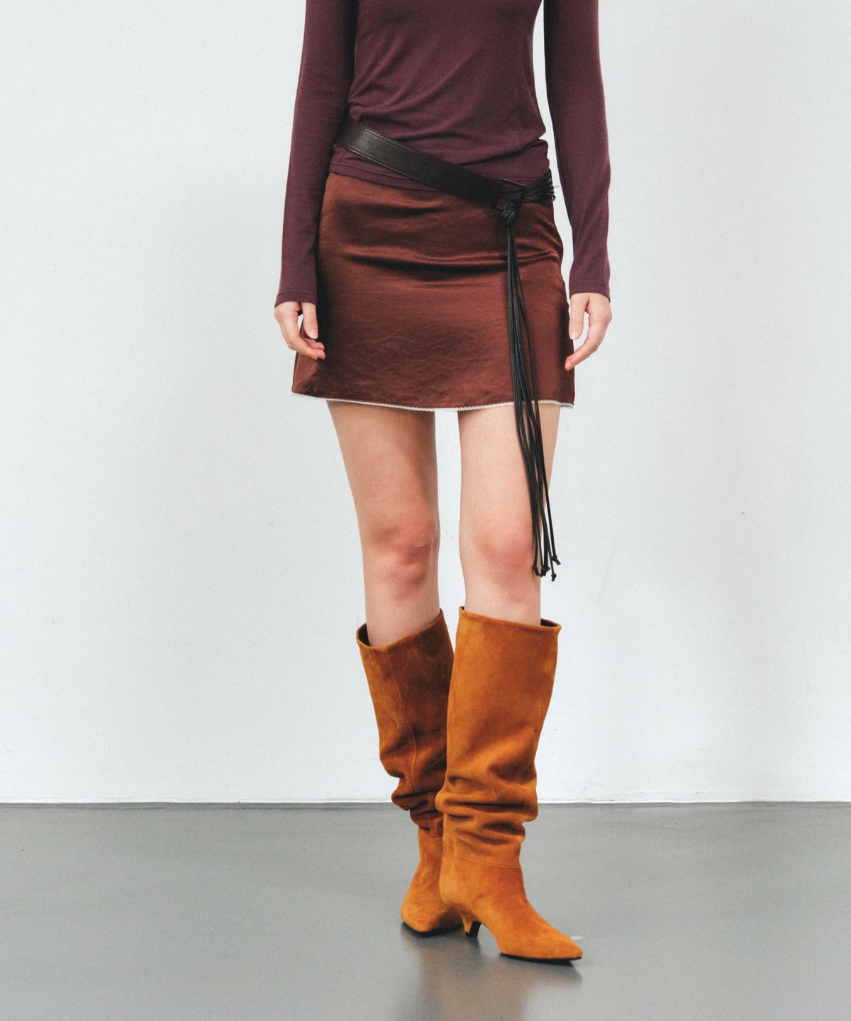 앤테(AENTE) OIL TASSEL BELT - BROWN