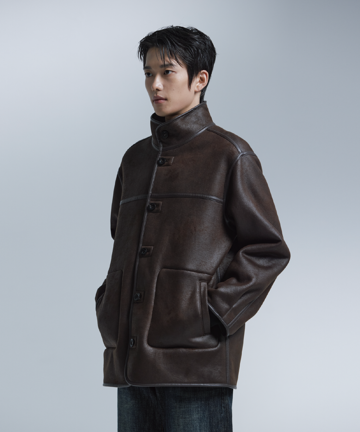 넌블랭크(NONBLANK) 무스탕 자켓_BROWN