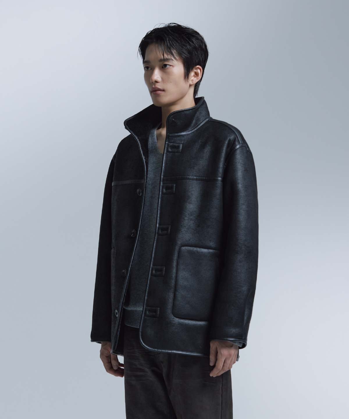 넌블랭크(NONBLANK) 무스탕 자켓_BLACK