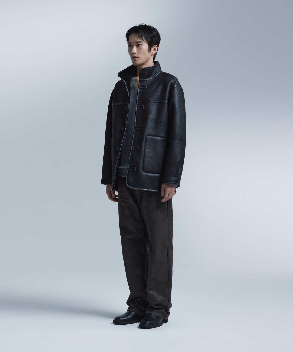넌블랭크(NONBLANK) 무스탕 자켓_BLACK