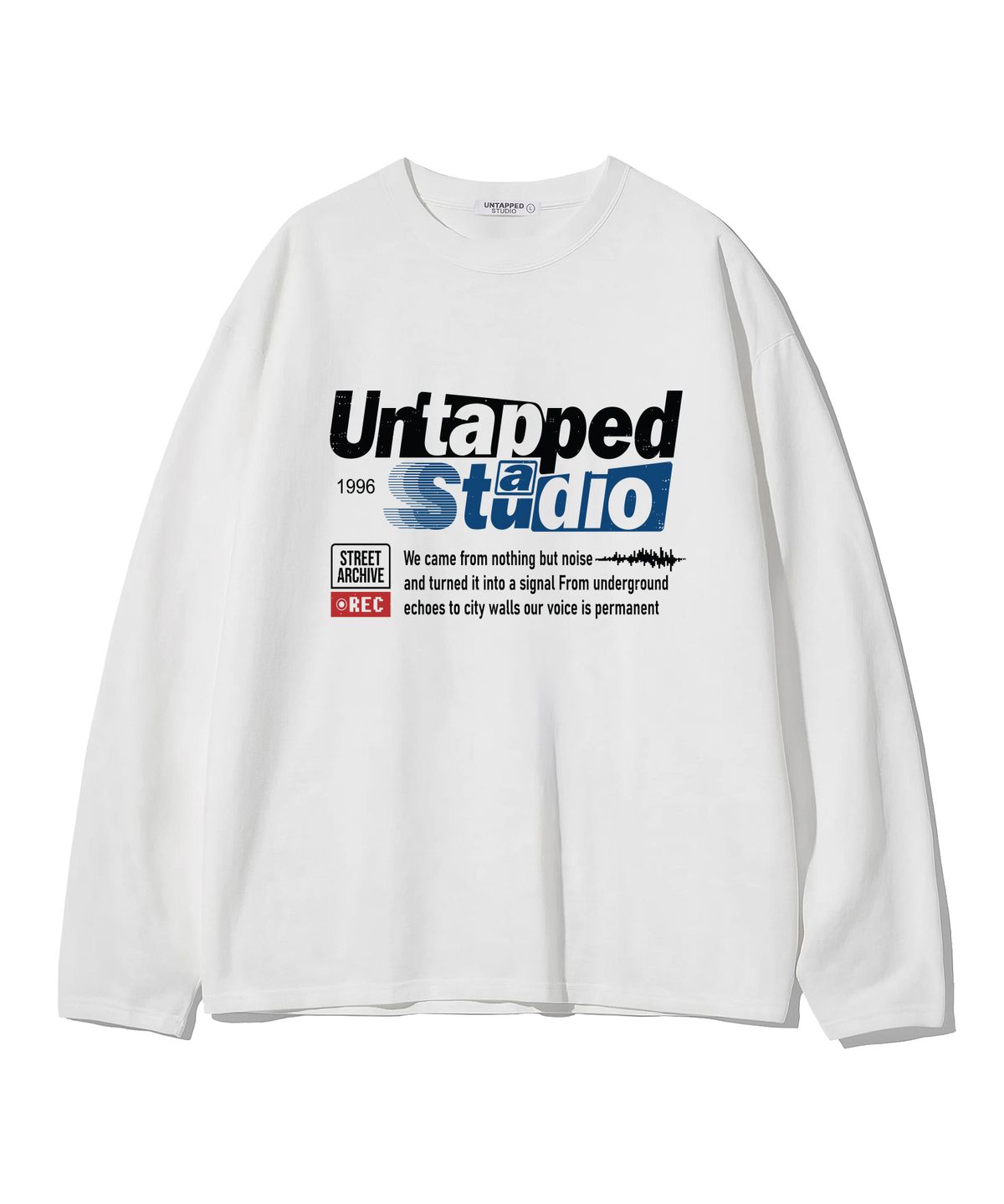 언탭트 스튜디오(UNTAPPED STUDIO) 레트로 레터링 그래픽 오버핏 긴팔 티셔츠 8Color