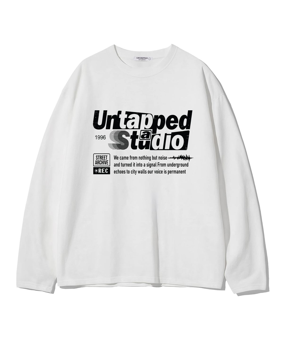 언탭트 스튜디오(UNTAPPED STUDIO) 레트로 레터링 그래픽 오버핏 긴팔 티셔츠 8Color