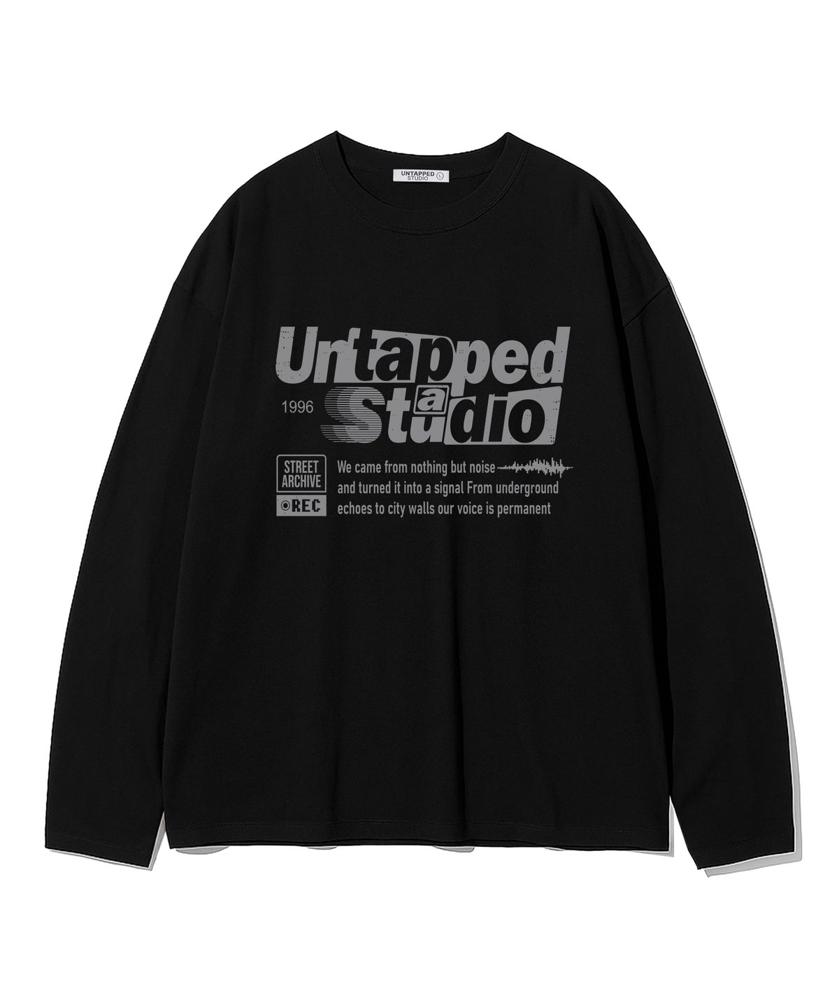 언탭트 스튜디오(UNTAPPED STUDIO) 레트로 레터링 그래픽 오버핏 긴팔 티셔츠 8Color
