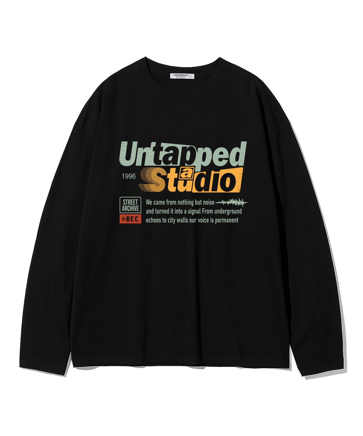 언탭트 스튜디오(UNTAPPED STUDIO) 레트로 레터링 그래픽 오버핏 긴팔 티셔츠 8Color