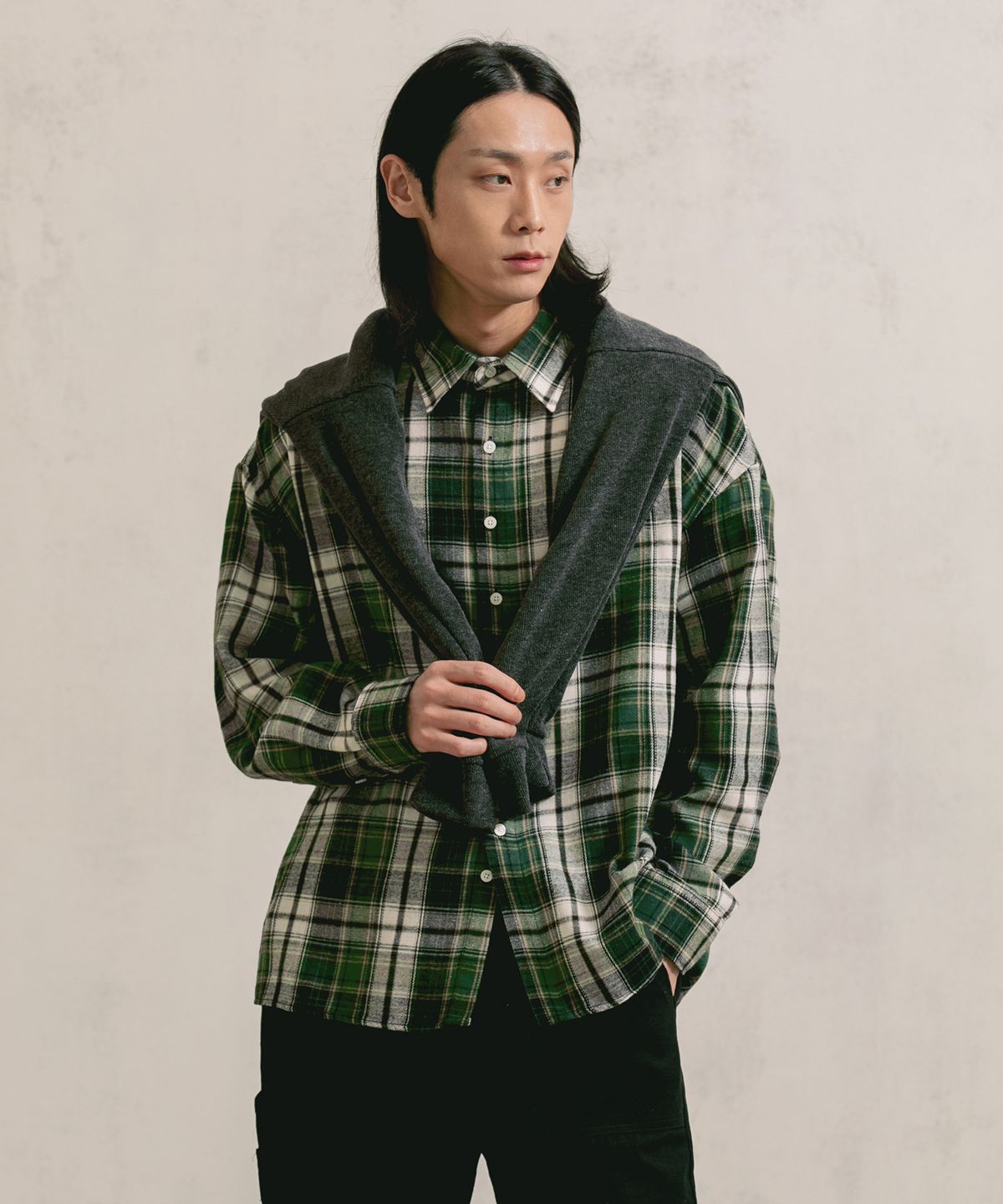 컨셉비(CONCEPTB) 리토 세미오버 체크셔츠 3컬러