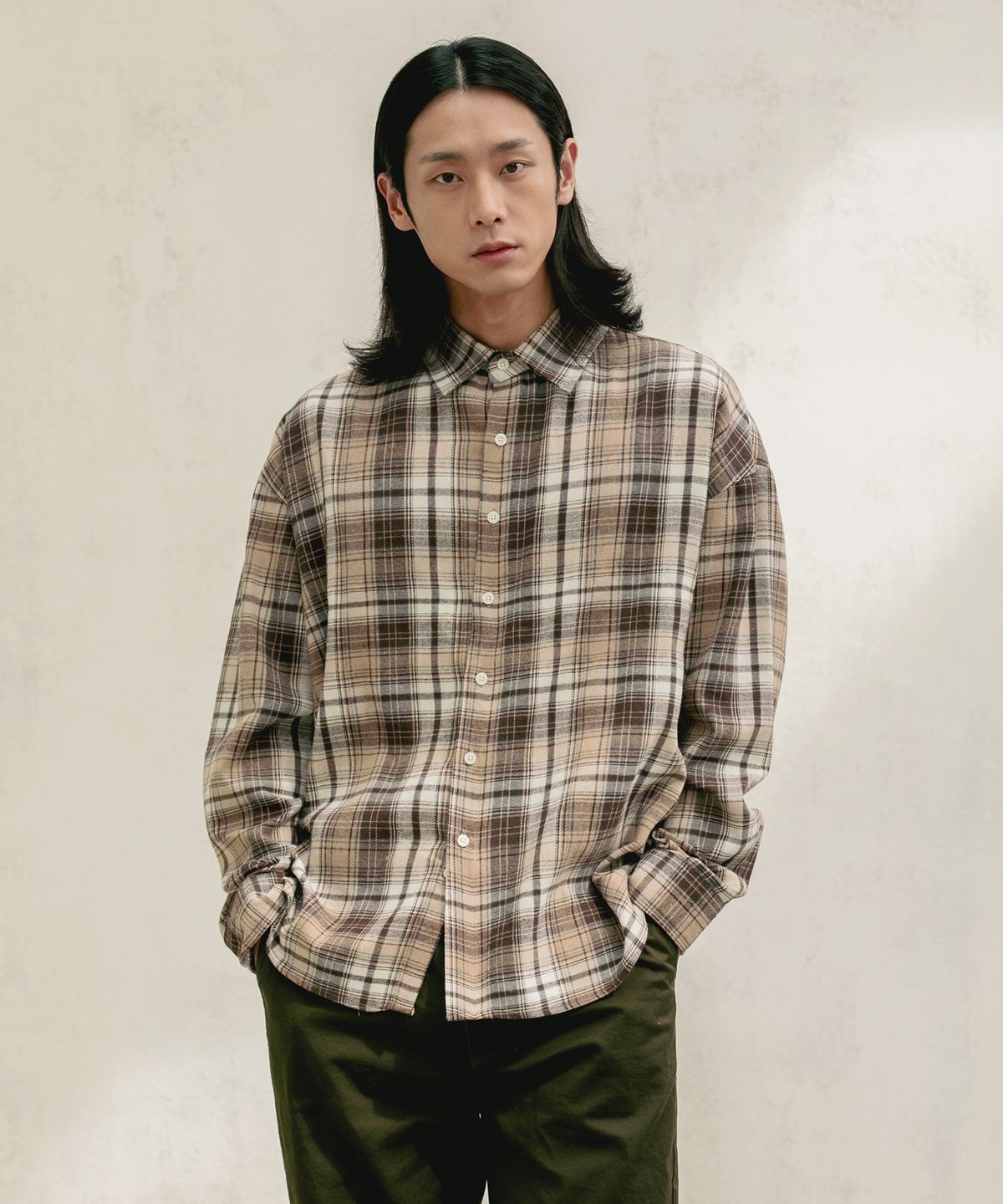 컨셉비(CONCEPTB) 리토 세미오버 체크셔츠 3컬러