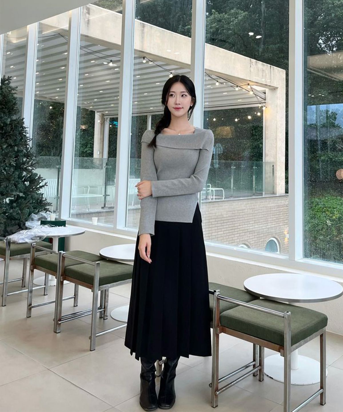 미쏘(MIXXO) 버튼업 언발숄더 풀오버_MIWKAFV13T