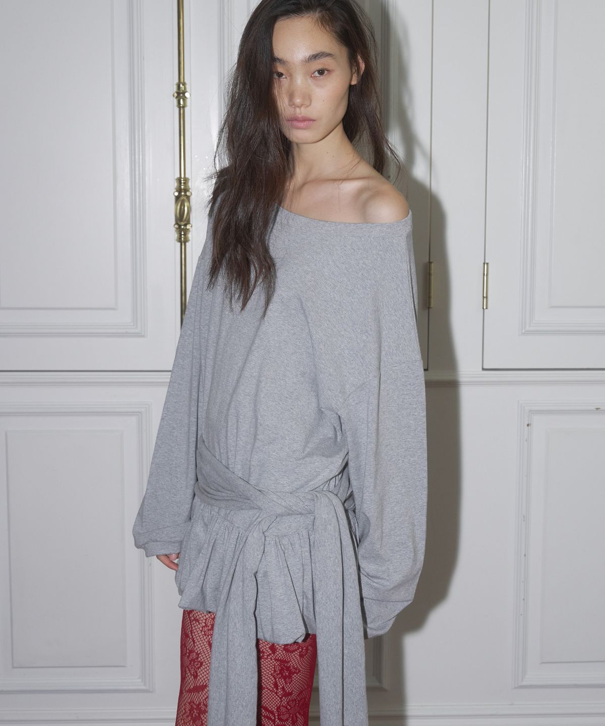 더포르타(THEPORTA) BALLOON OVERSIZED DRESS, MELANGE GRAY