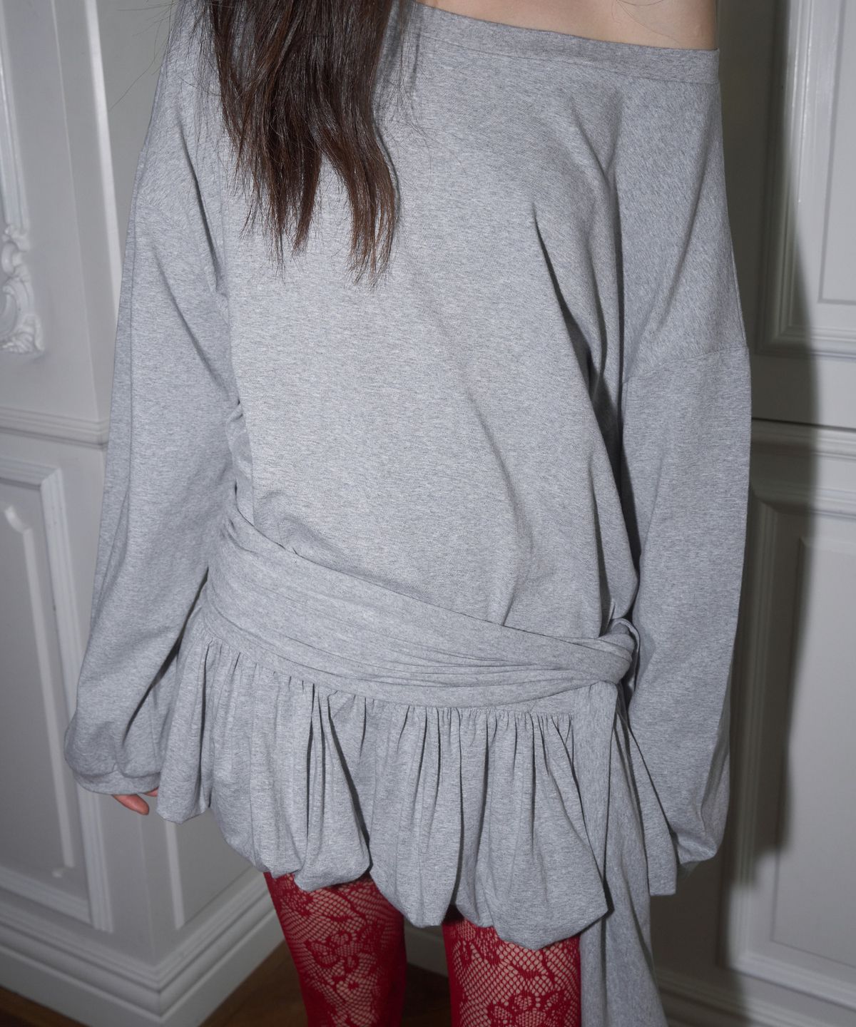 더포르타(THEPORTA) BALLOON OVERSIZED DRESS, MELANGE GRAY