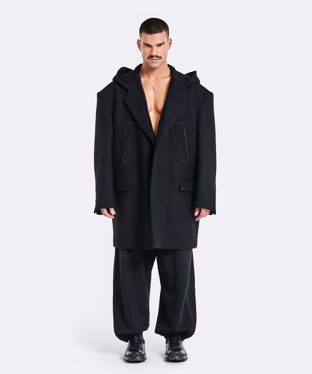 51퍼센트(51PERCENT) Oversized single hoodie coat - black