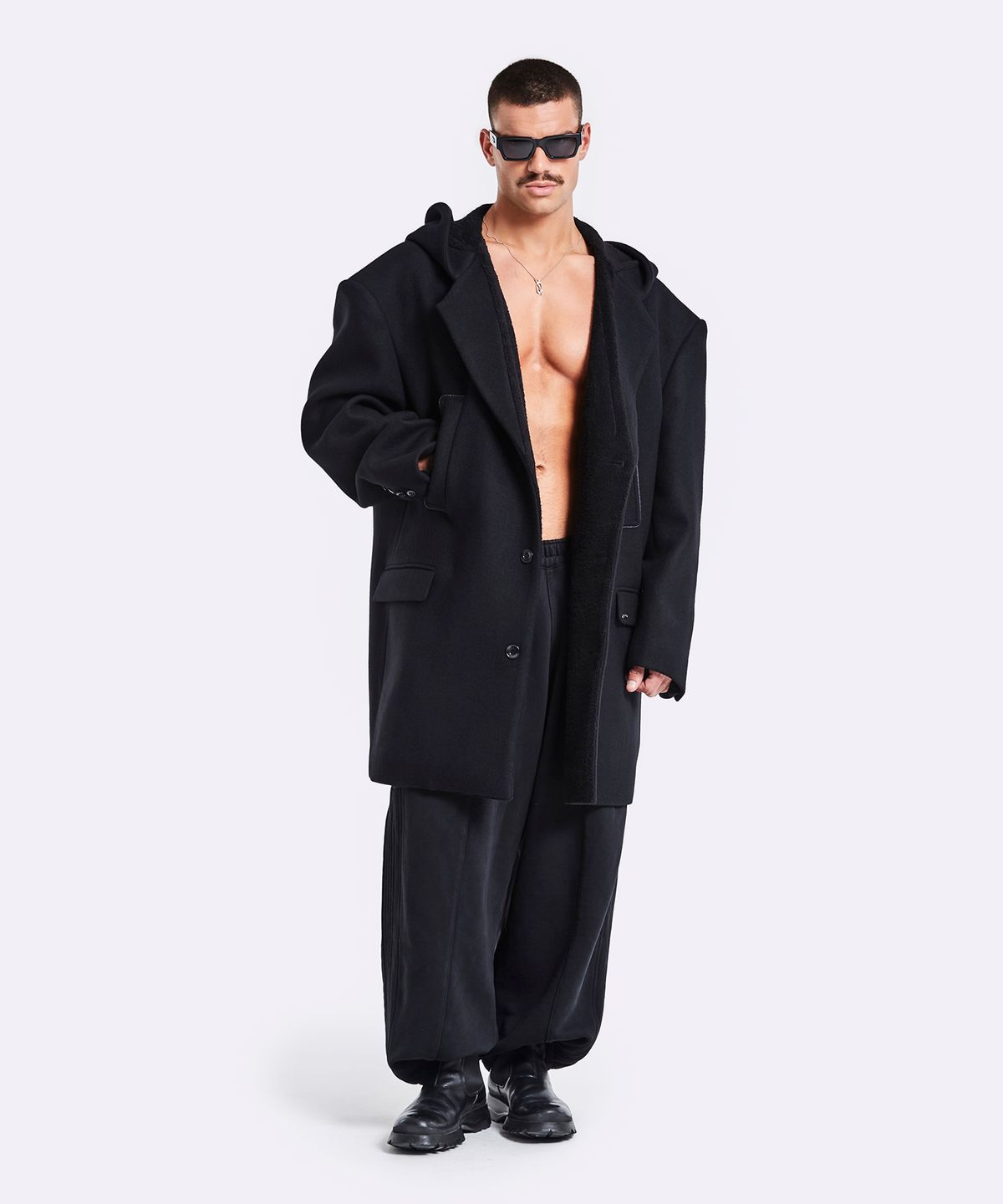 51퍼센트(51PERCENT) Oversized single hoodie coat - black