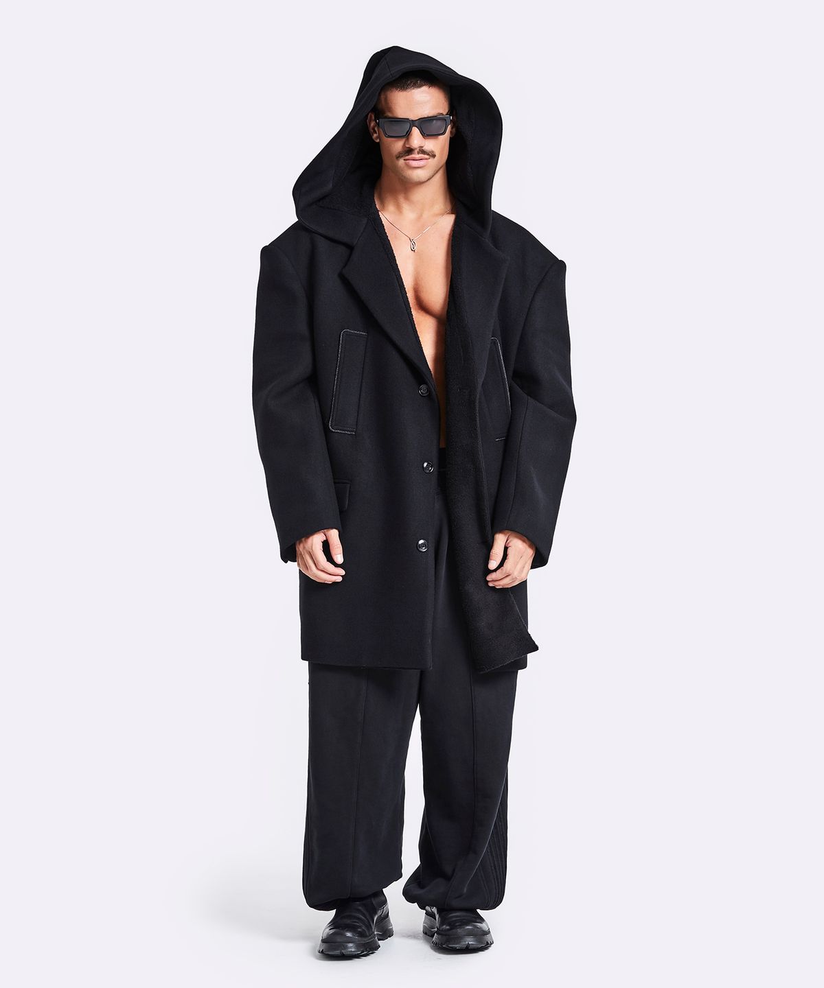 51퍼센트(51PERCENT) Oversized single hoodie coat - black