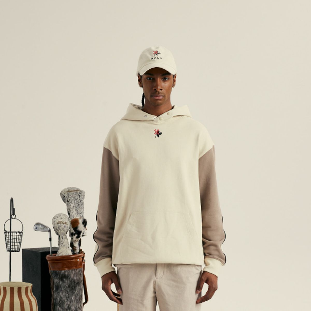 페인터골프(PAYNTR GOLF) PAYNTR X KHALHON 스트레치 코듀로이 캡 크림