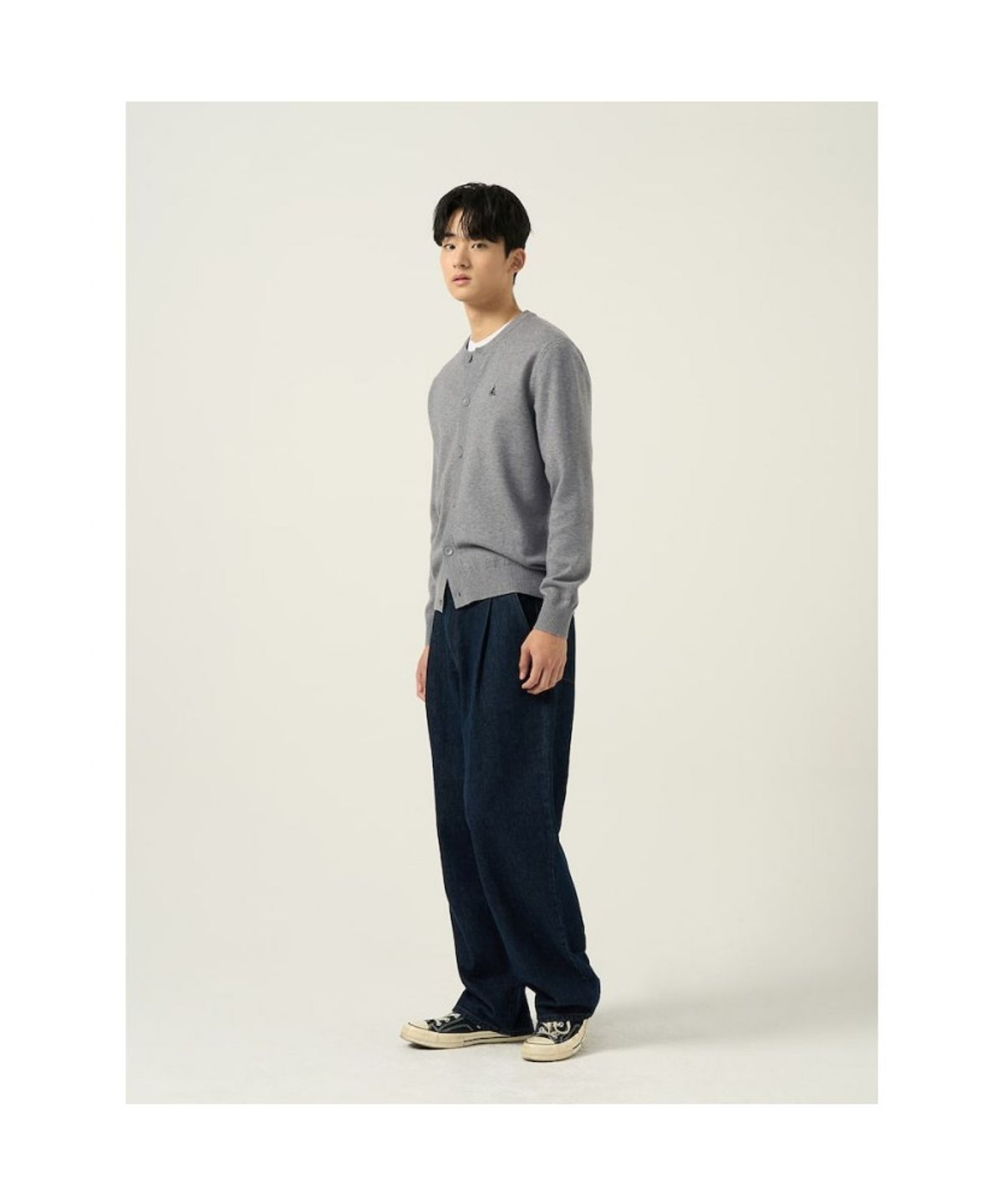 빈폴 멘(BEANPOLE MEN) 울 혼방 라운드 카디건  그레이