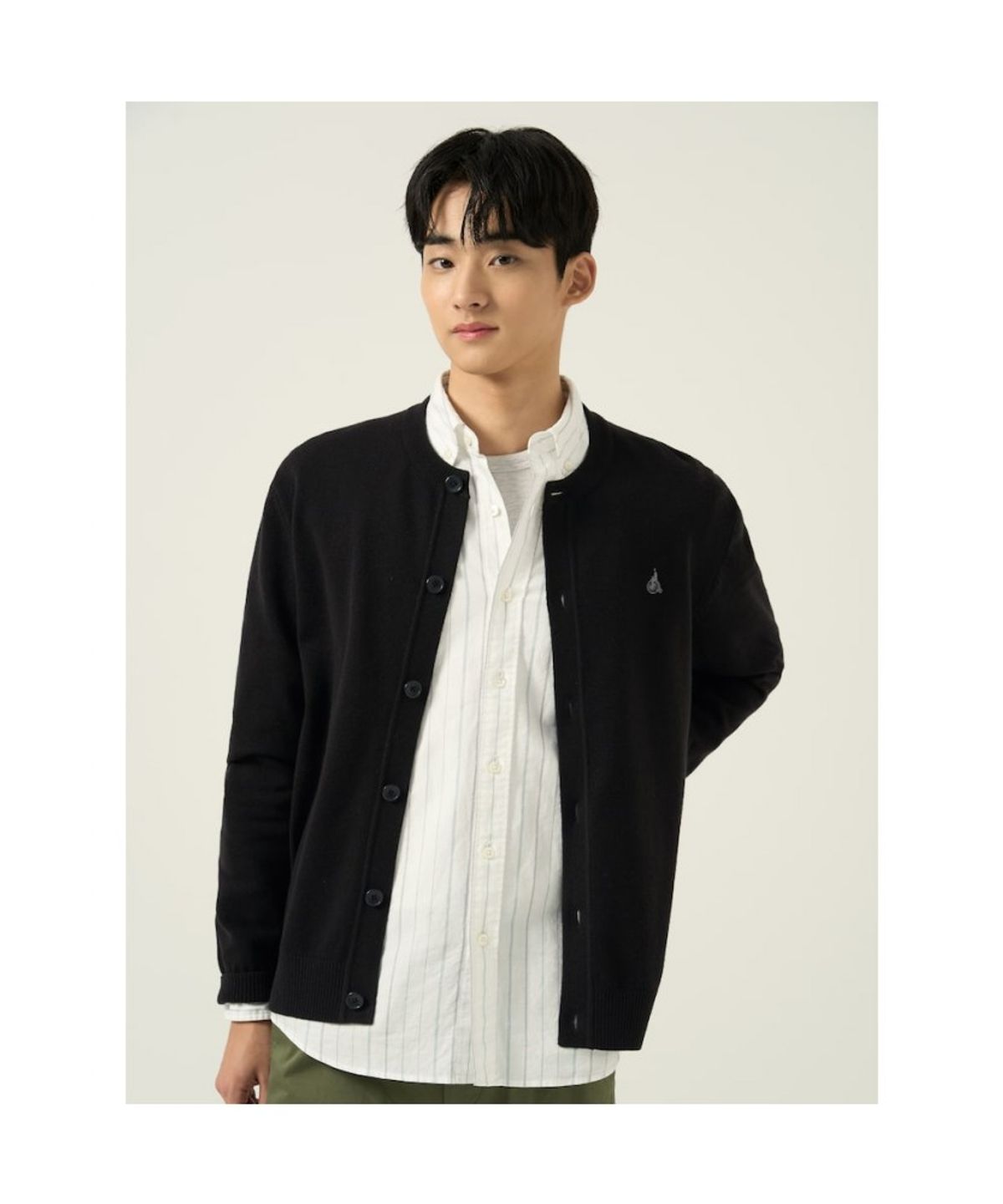 빈폴 멘(BEANPOLE MEN) 울 혼방 라운드 카디건  블랙
