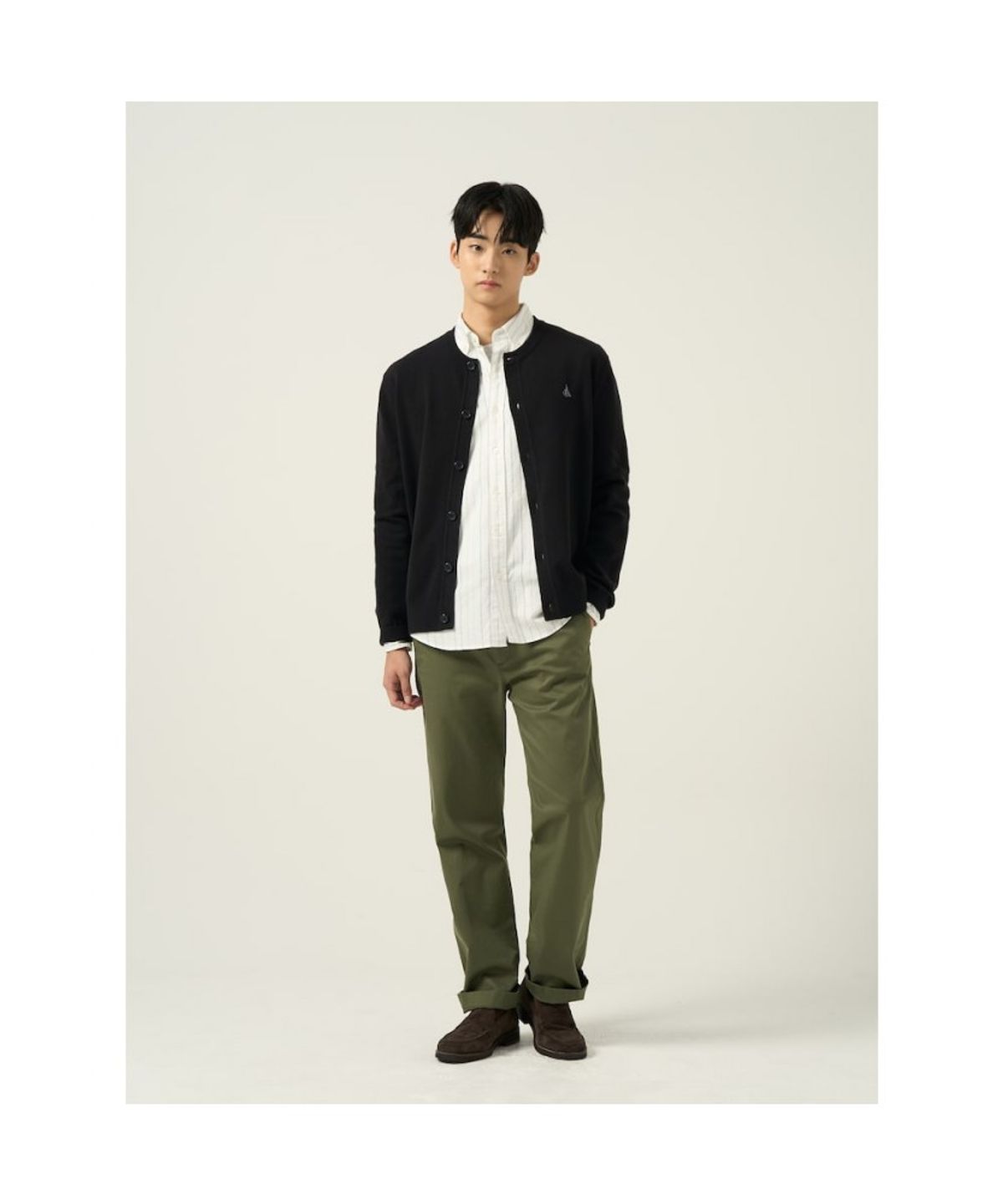빈폴 멘(BEANPOLE MEN) 울 혼방 라운드 카디건  블랙