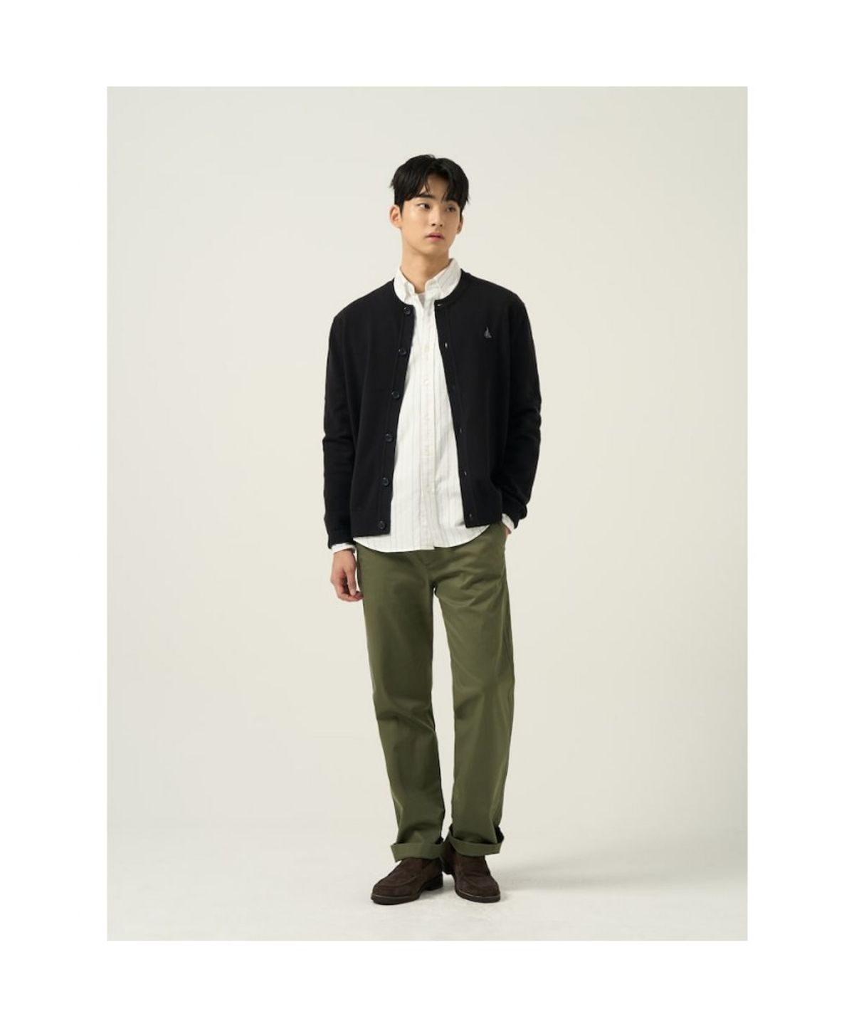 빈폴 멘(BEANPOLE MEN) 울 혼방 라운드 카디건  블랙