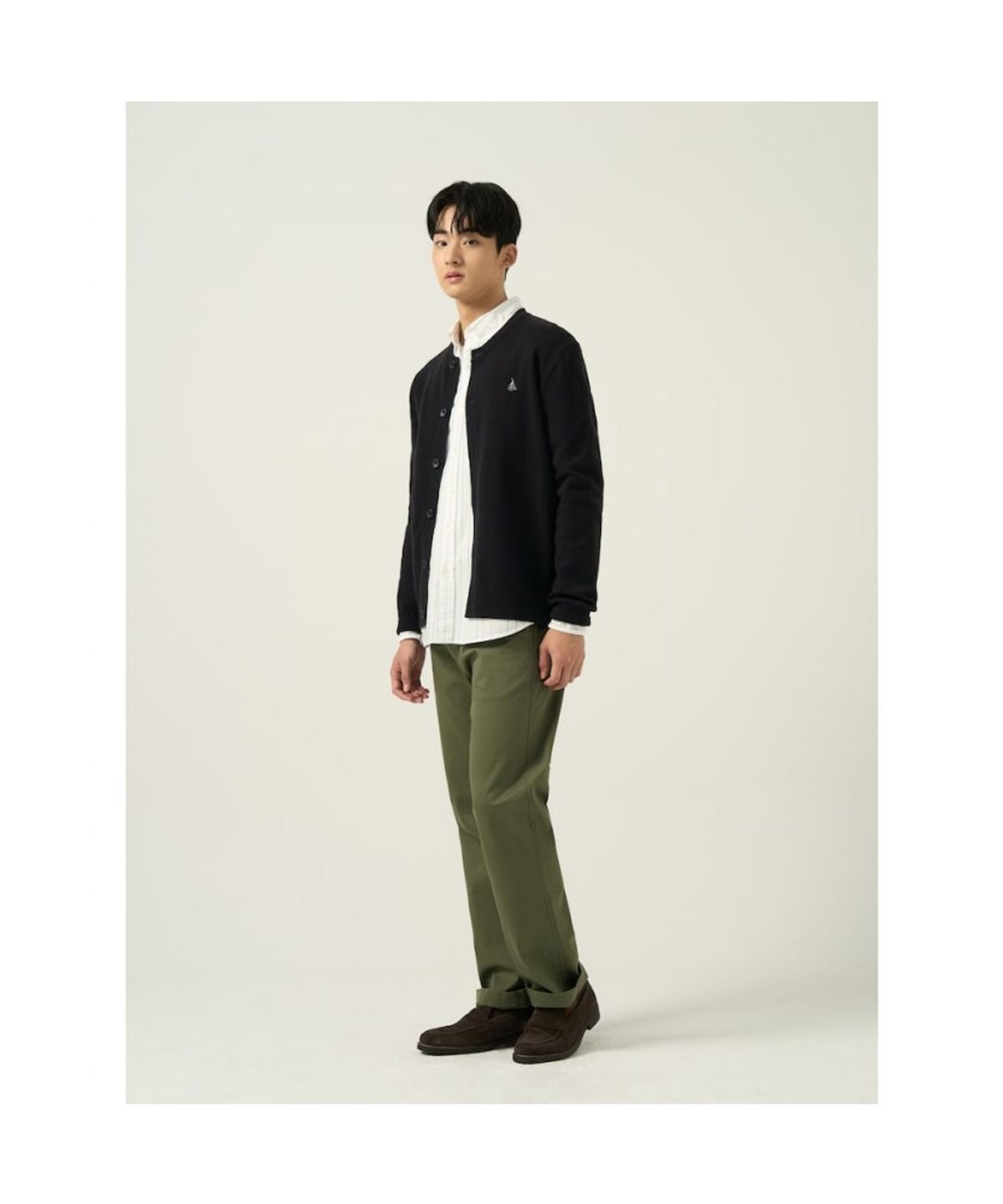 빈폴 멘(BEANPOLE MEN) 울 혼방 라운드 카디건  블랙