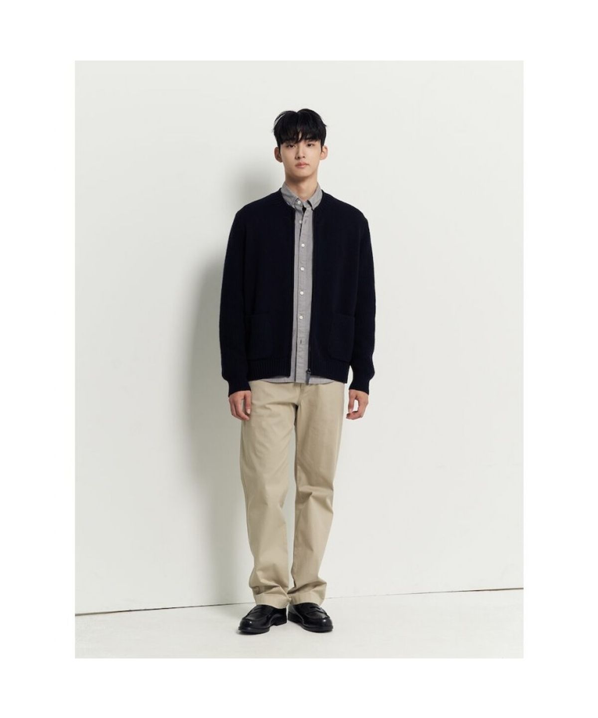 빈폴 멘(BEANPOLE MEN) 아가일 집업 카디건  네이비