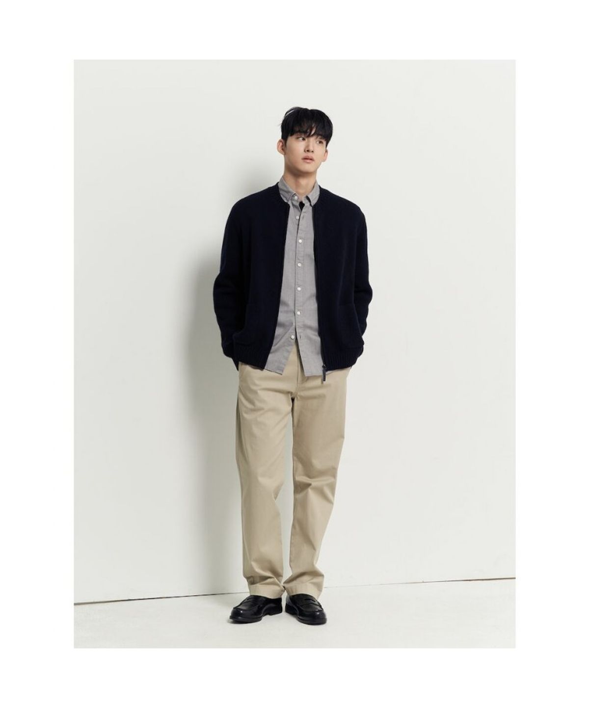 빈폴 멘(BEANPOLE MEN) 아가일 집업 카디건  네이비