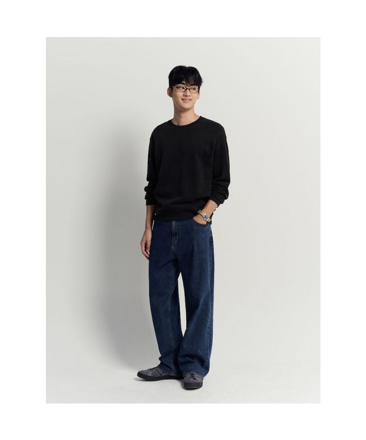 빈폴 멘(BEANPOLE MEN) 캐주얼 니트라이크 라운드 풀오버  블랙