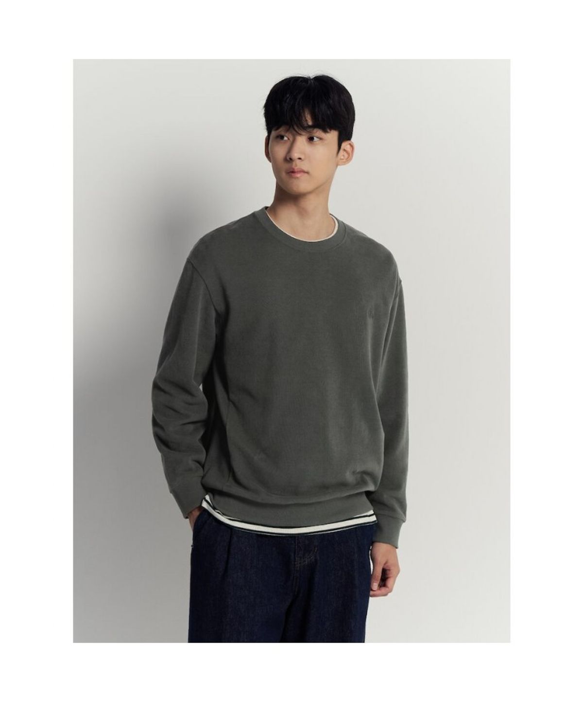 빈폴 멘(BEANPOLE MEN) 캐주얼 니트라이크 라운드 풀오버  카키