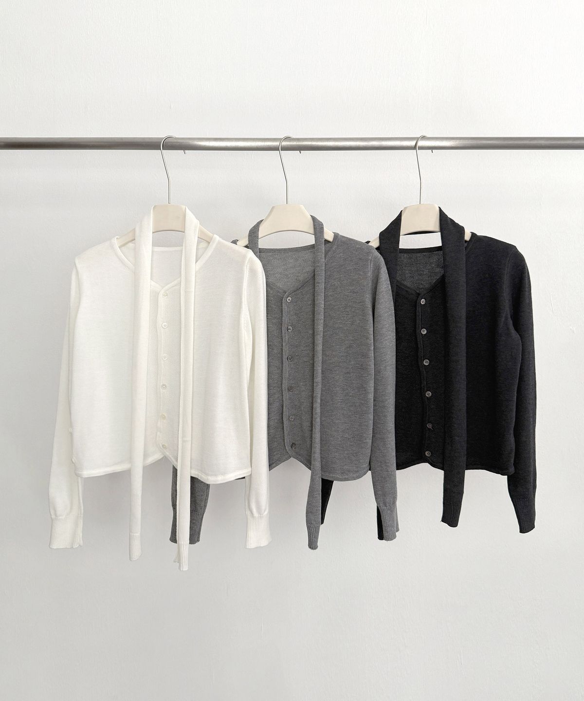 바스카라(VASCARA) Side Button Two-Way Scarf Cardigan (3colors)