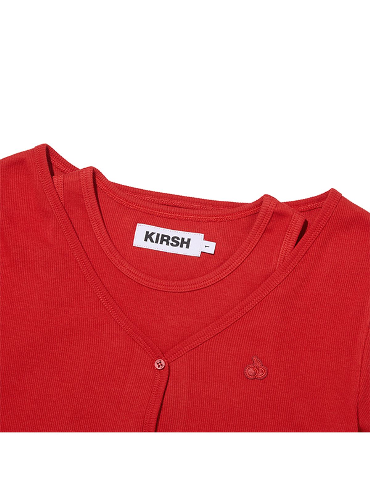 키르시(KIRSH) 립 슬리브리스 가디건 세트 [레드]