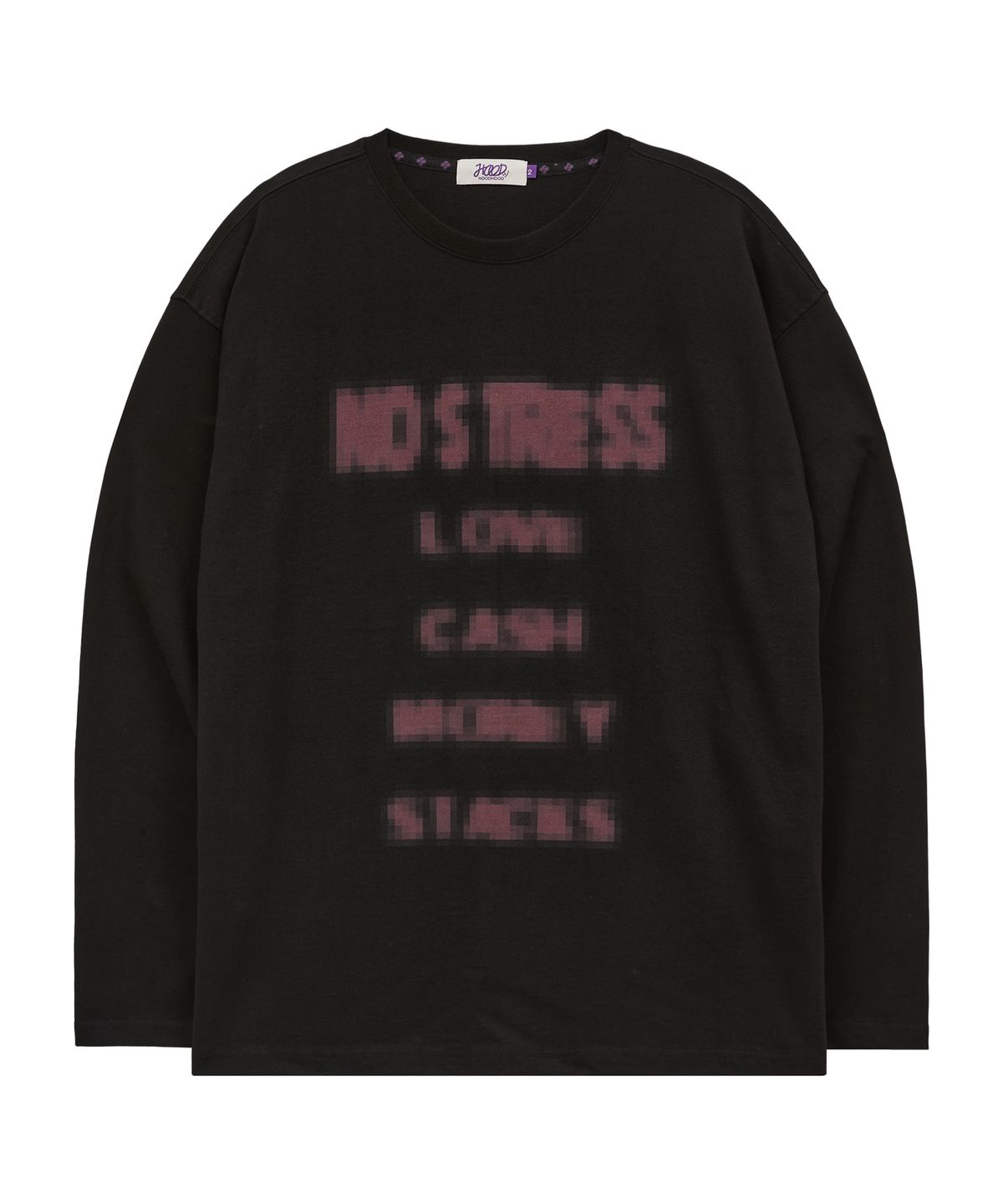 후드후드(HOODHOOD) NO STRESS 롱슬리브 티셔츠 블랙