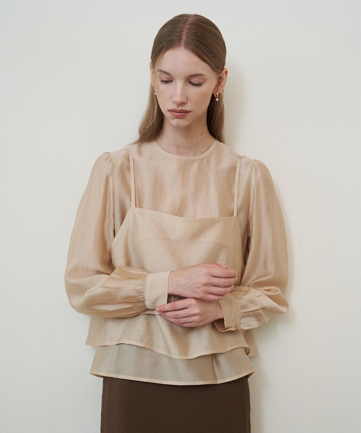 플로브(FLOVE) SHEER SET UP BLOUSE 2 YE