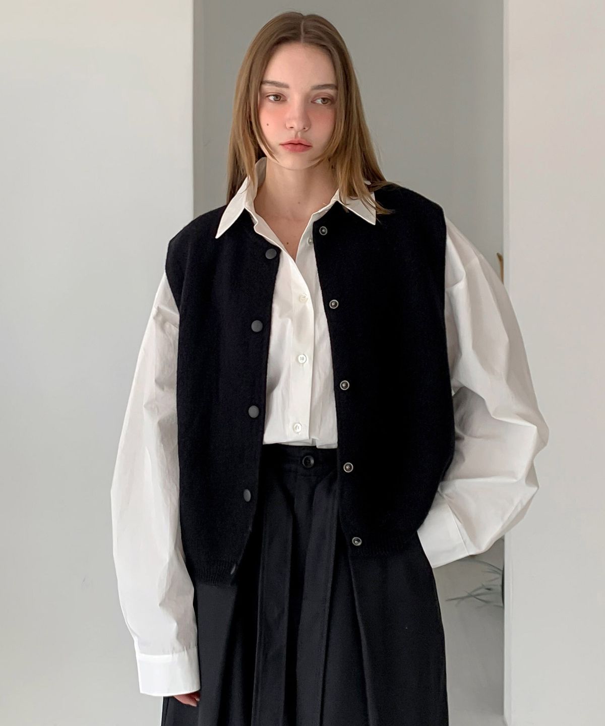 바스카라(VASCARA) Snap Button Knit Vest (4colors)