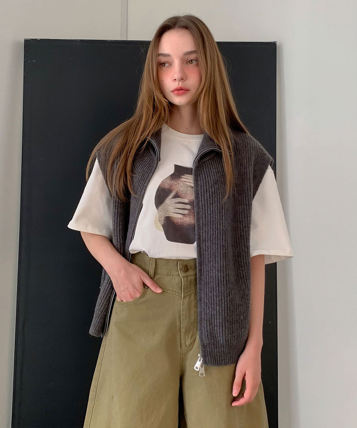 바스카라(VASCARA) Two-Way Zip-Up Knit Vest (3colors)