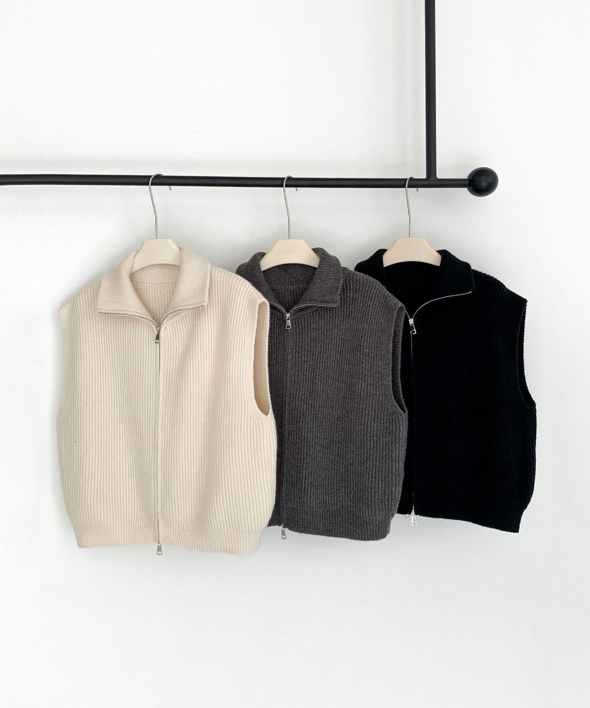 바스카라(VASCARA) Two-Way Zip-Up Knit Vest (3colors)
