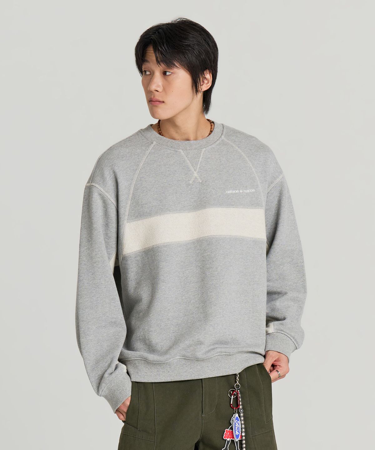 논타입(NONTYPE) REVERSE PANELED SWEATSHIRTS (GREY)