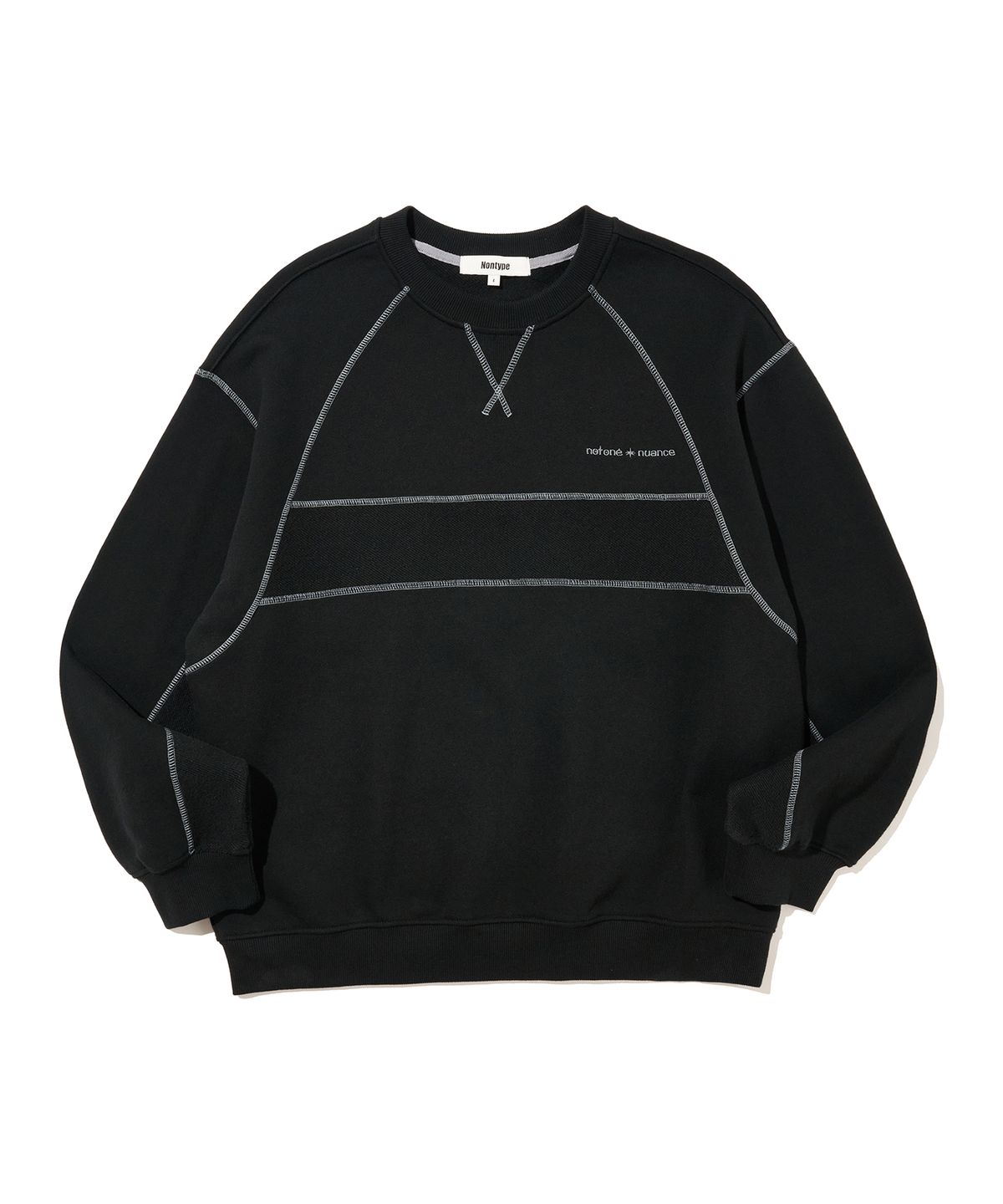 논타입(NONTYPE) REVERSE PANELED SWEATSHIRTS (BLACK)