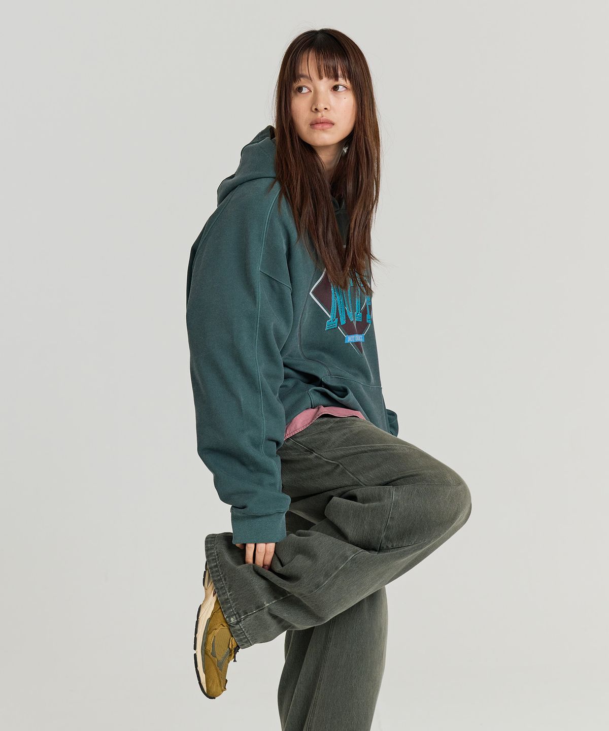 논타입(NONTYPE) NOTP BASEBALL INSICION HOODIE (DEEP GREEN)
