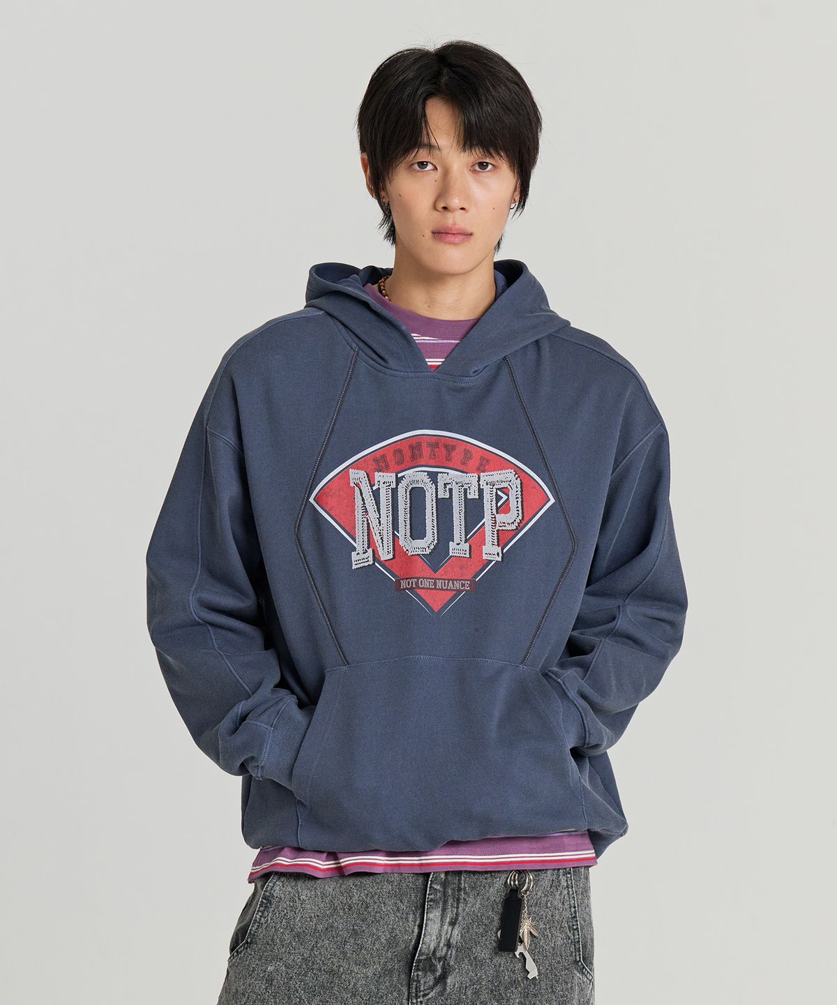 논타입(NONTYPE) NOTP BASEBALL INSICION HOODIE (NAVY)