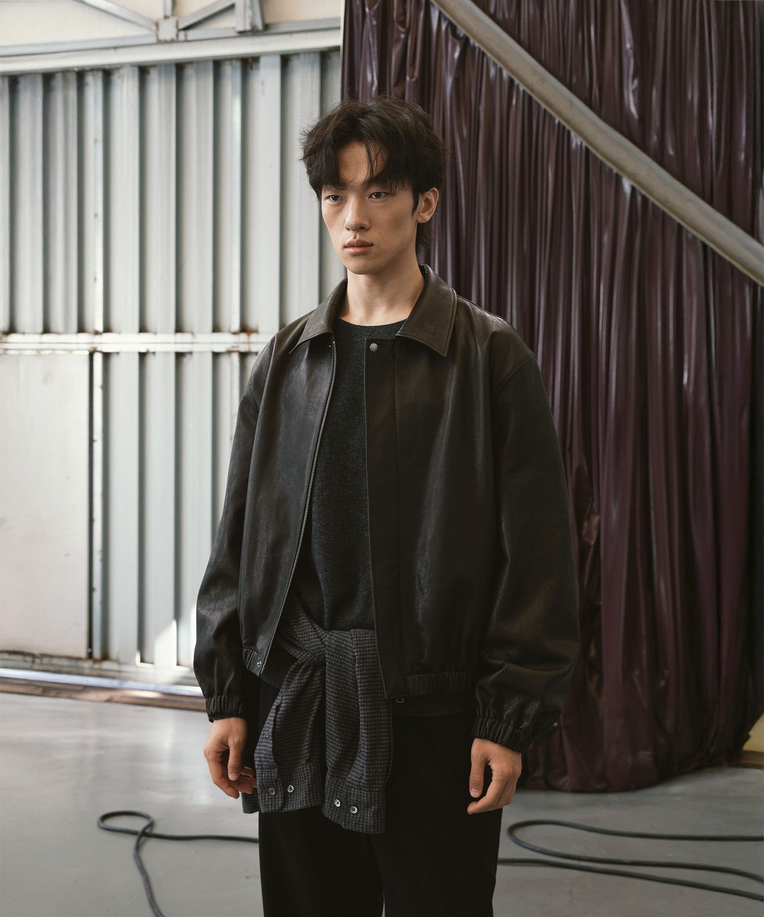 MUSINSA | ANOTHER OFFICE Huge Lambskin Blouson (Black)
