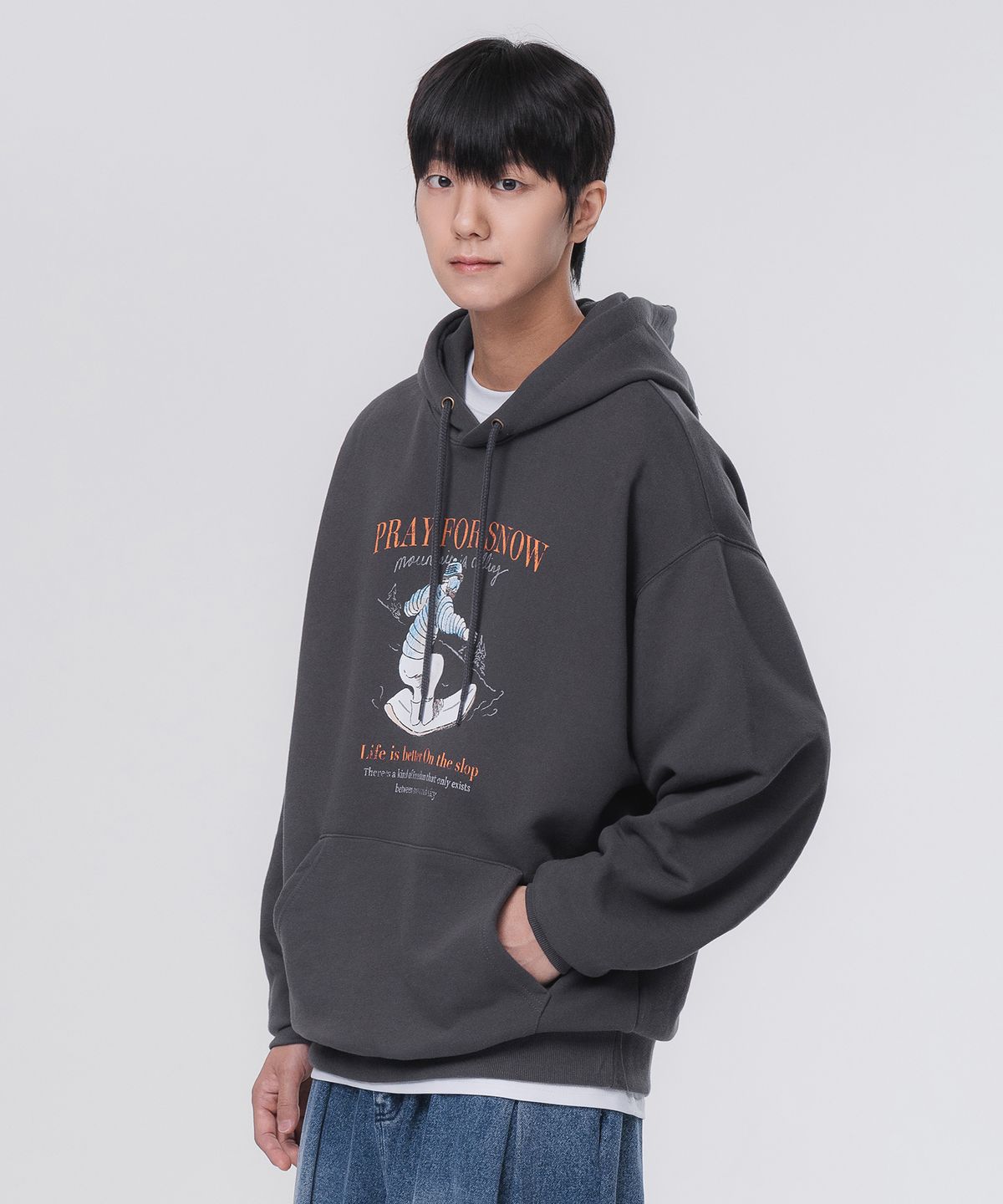 앨빈클로(ALVINCLO) PRAYFORSNOW 오버핏 후드티 AVH263 (4 COLOR)