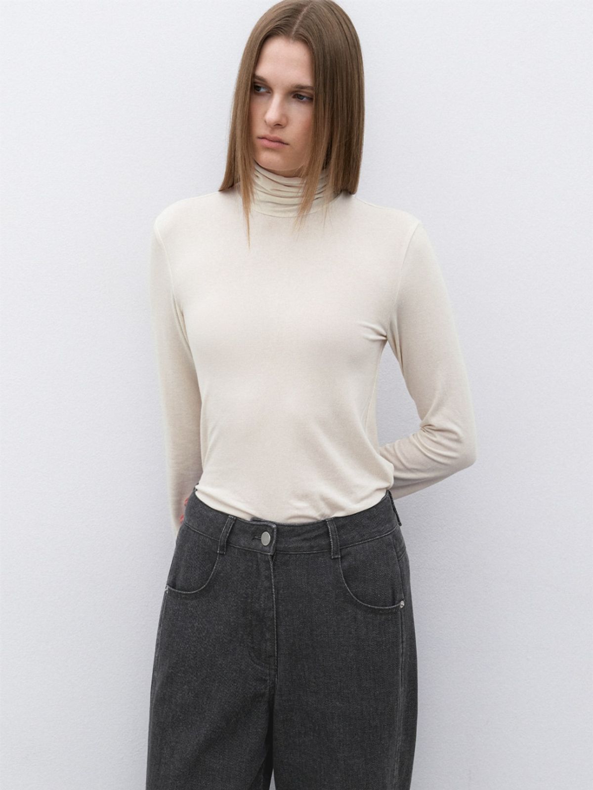 아틀리에 나인(ATELIER NAIN) ESSENTIAL SHEER TURTLE NECK TEE(T-7135)