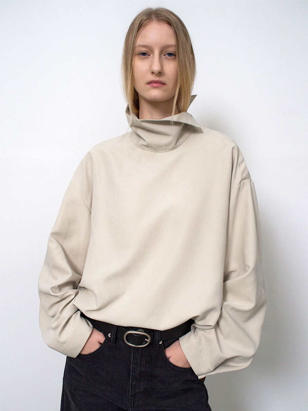 아틀리에 나인(ATELIER NAIN) HIGH NECK LOOSE TOP BLOUSE(BL-4378)