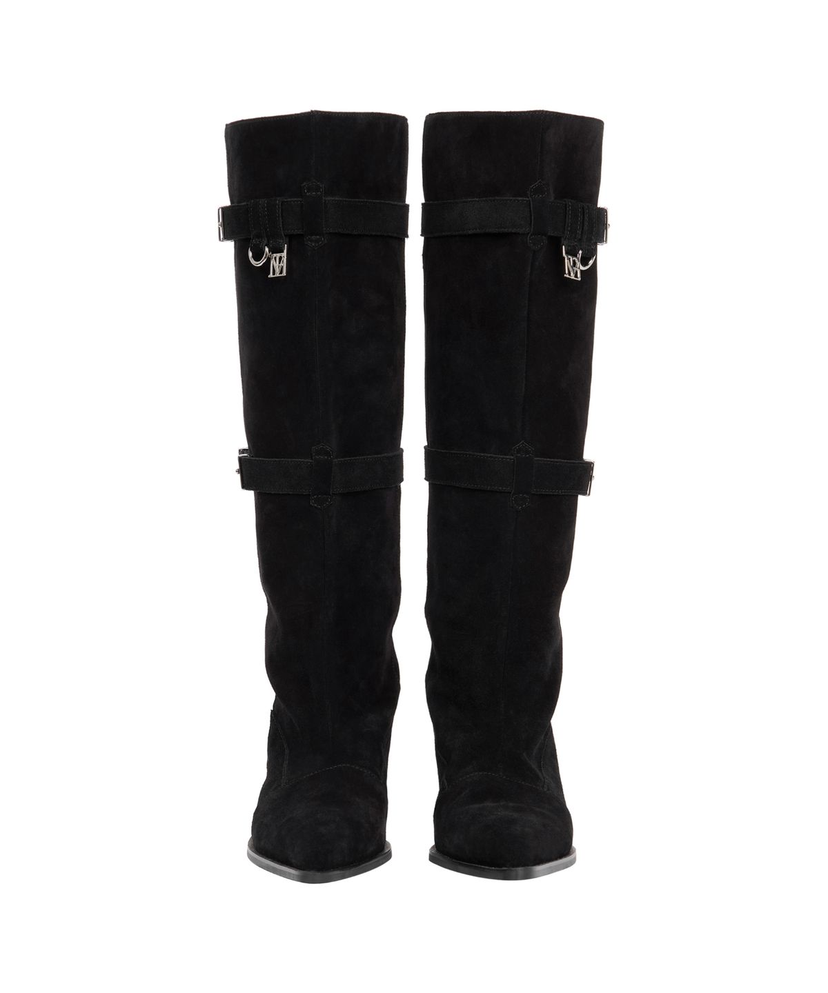 트리밍버드(TREEMINGBIRD) Suede Slouch Belted Long Boots [ Black ]
