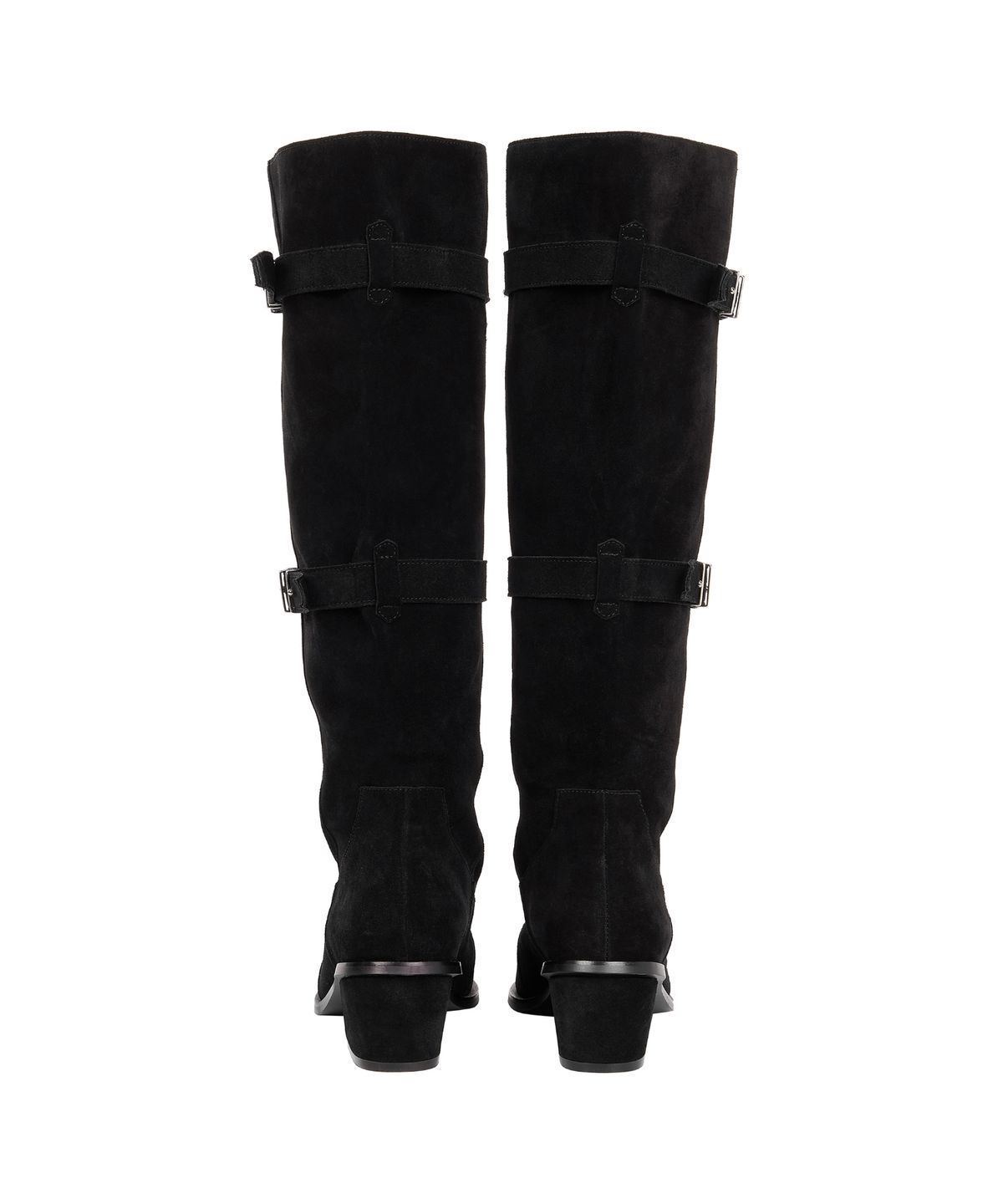 트리밍버드(TREEMINGBIRD) Suede Slouch Belted Long Boots [ Black ]