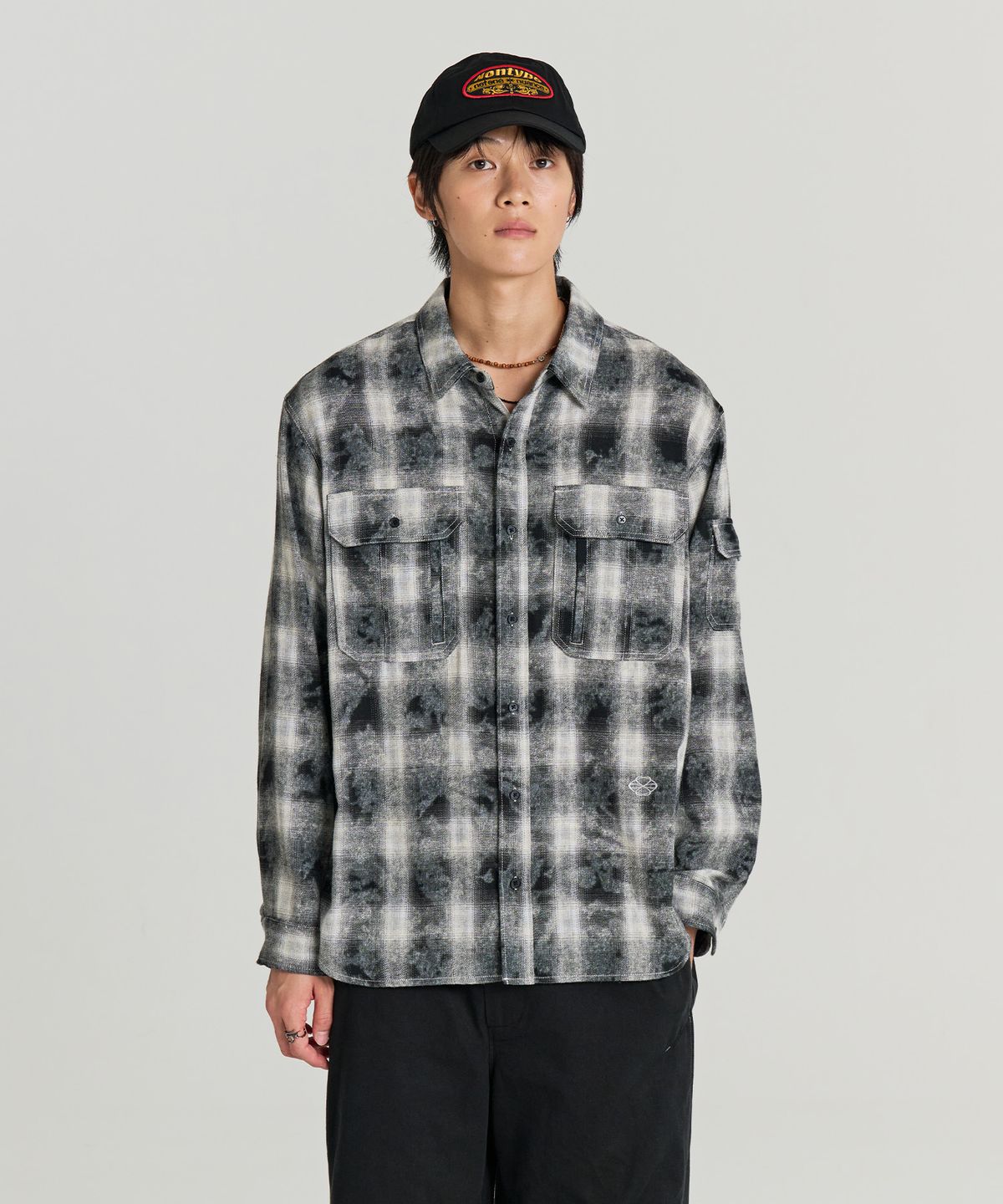 논타입(NONTYPE) COMFY 3PK CHECK SHIRTS (BLACK)