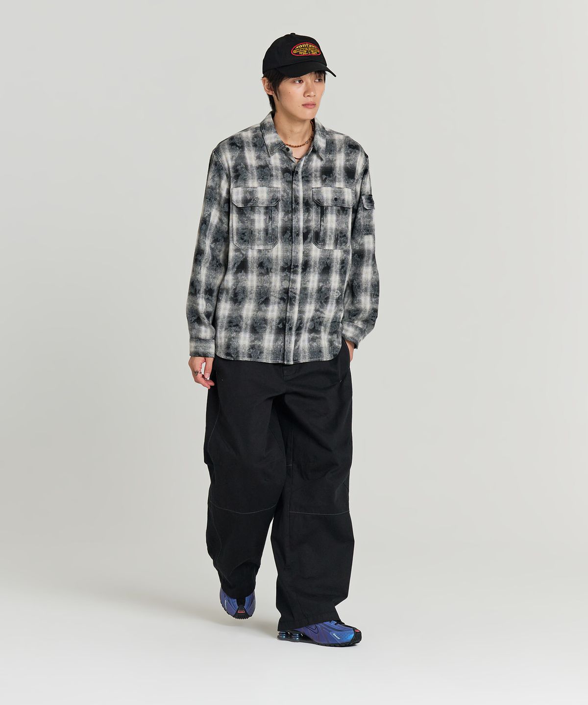 논타입(NONTYPE) COMFY 3PK CHECK SHIRTS (BLACK)