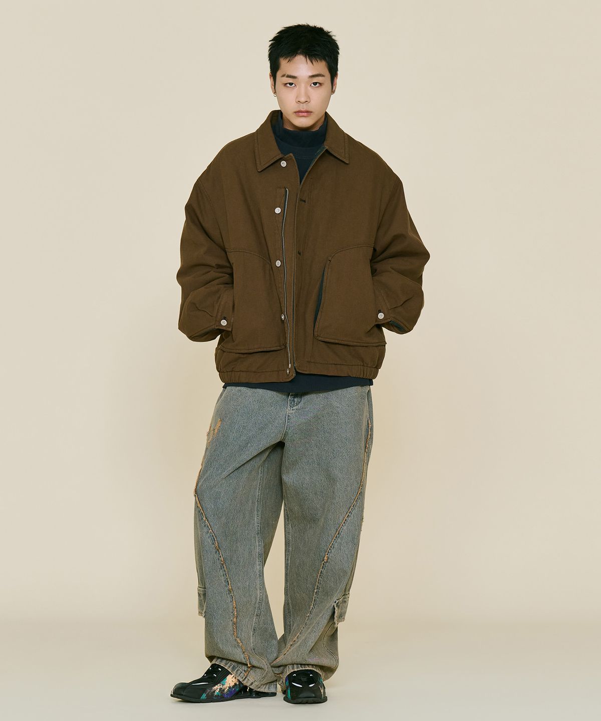 논타입(NONTYPE) LOW FLAP CUT-OFF DENIM (VINTAGE BLUE)