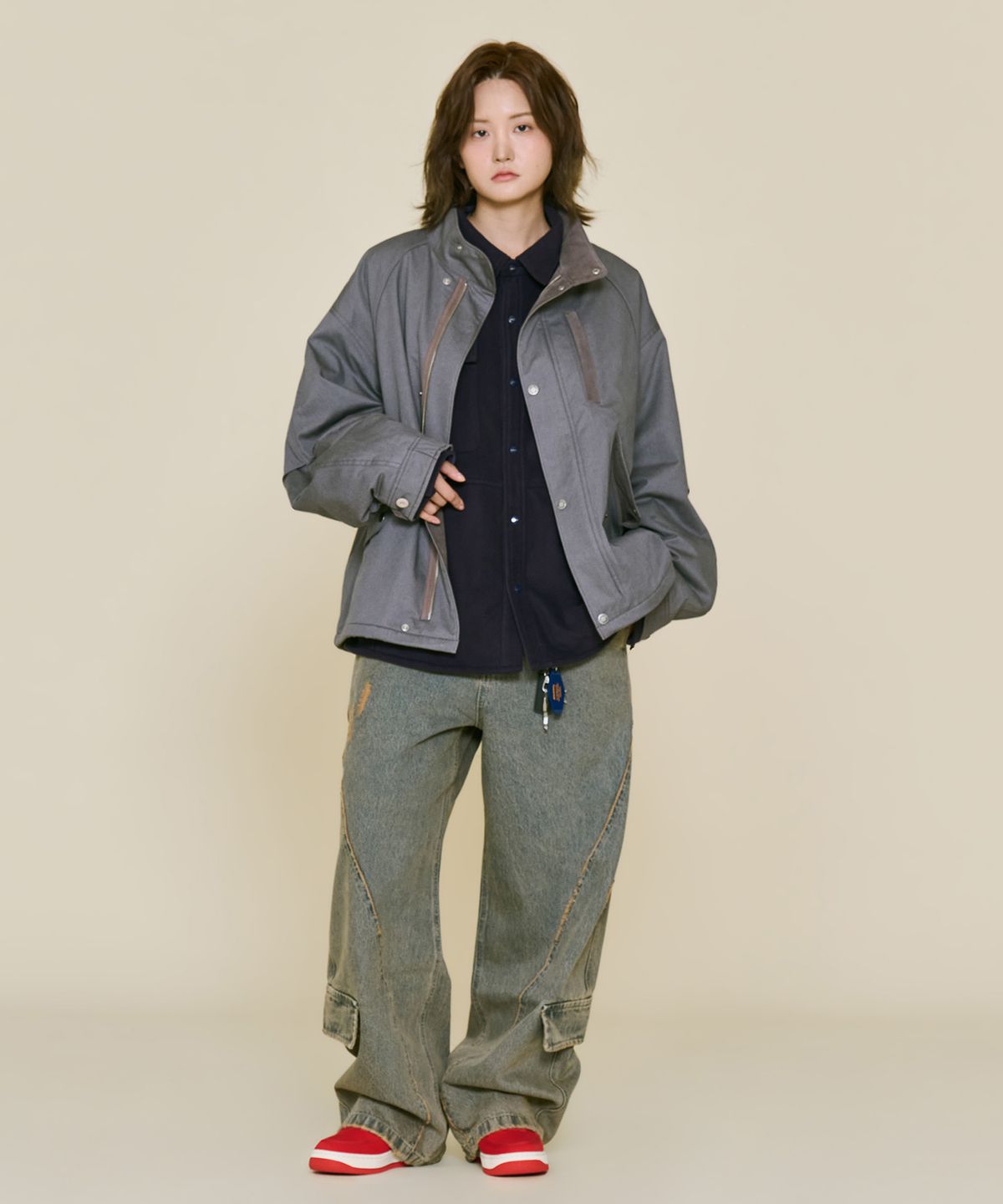 논타입(NONTYPE) LOW FLAP CUT-OFF DENIM (VINTAGE BLUE)